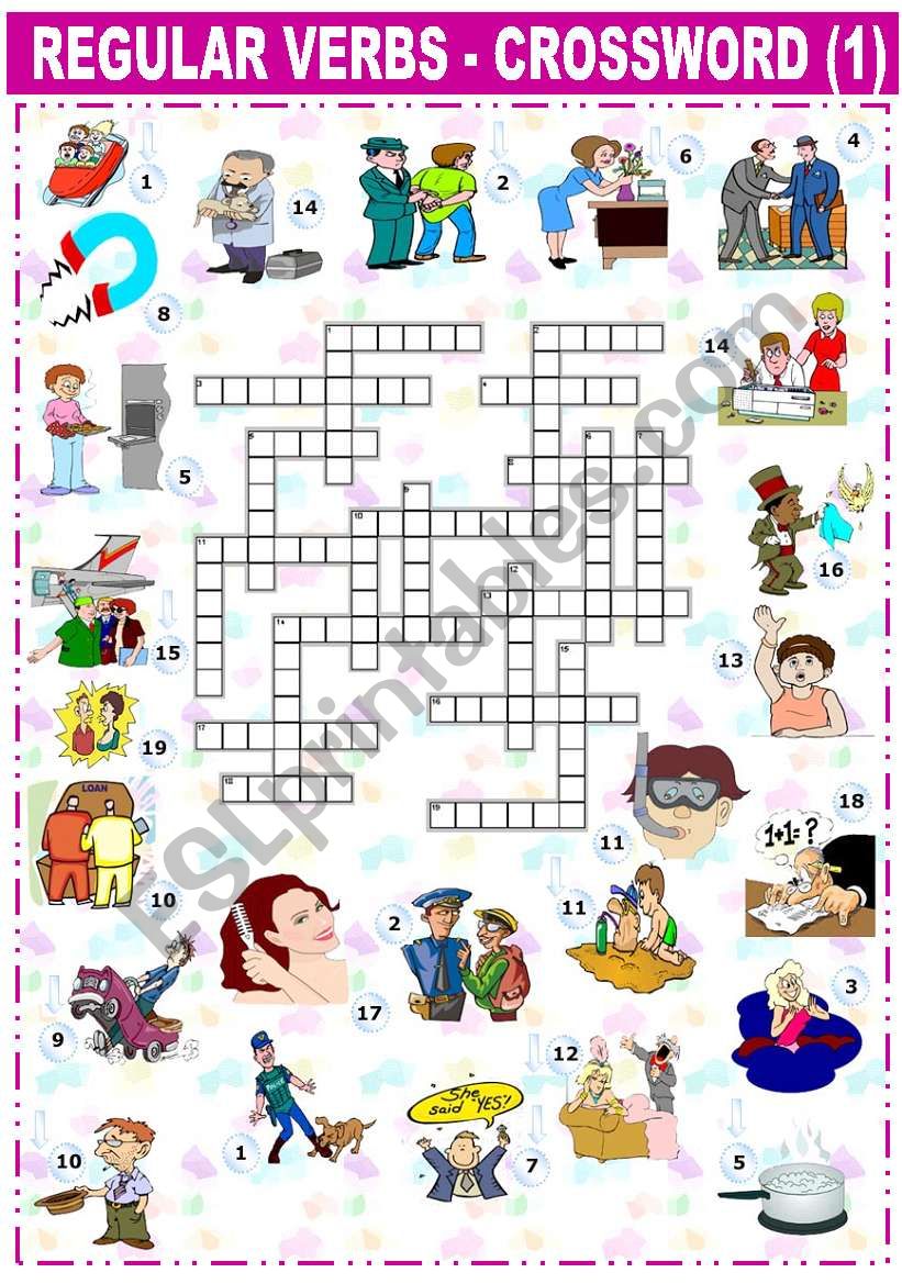 REGULAR VERBS CROSSWORD -1- worksheet