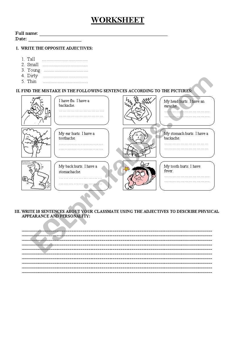 small aches 2 worksheet