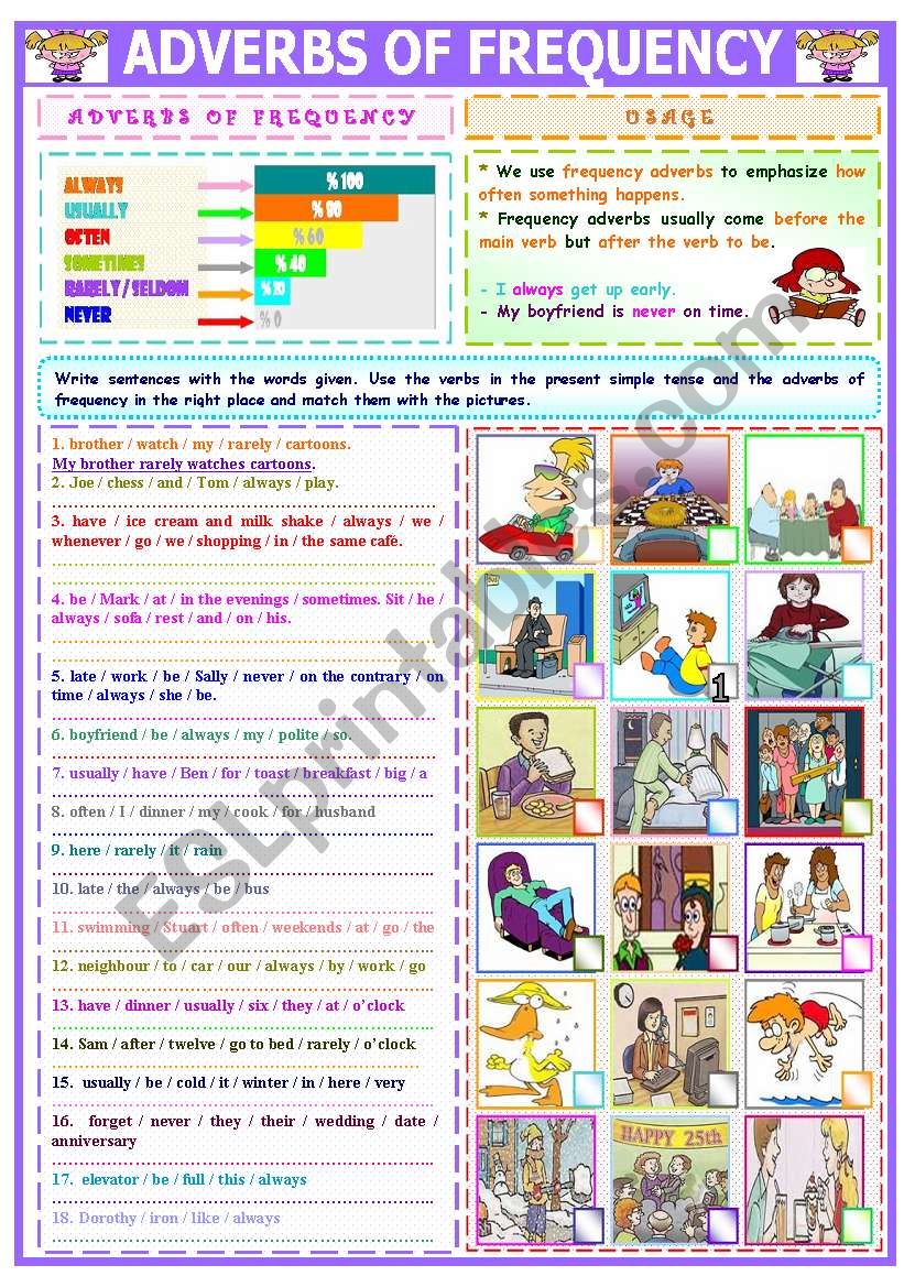 ADVERBS OF FREQUENCY worksheet