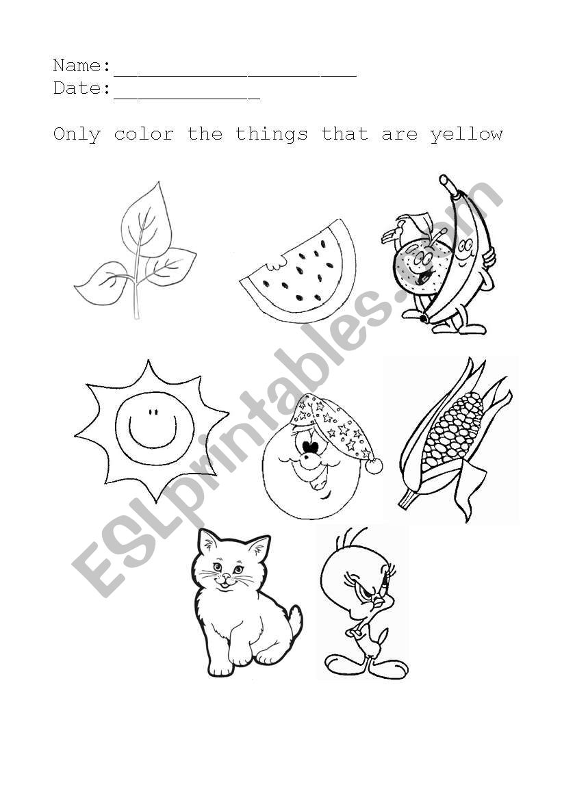 Color only yellow worksheet