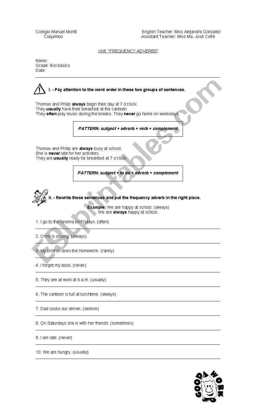 frequency adverbs worksheet