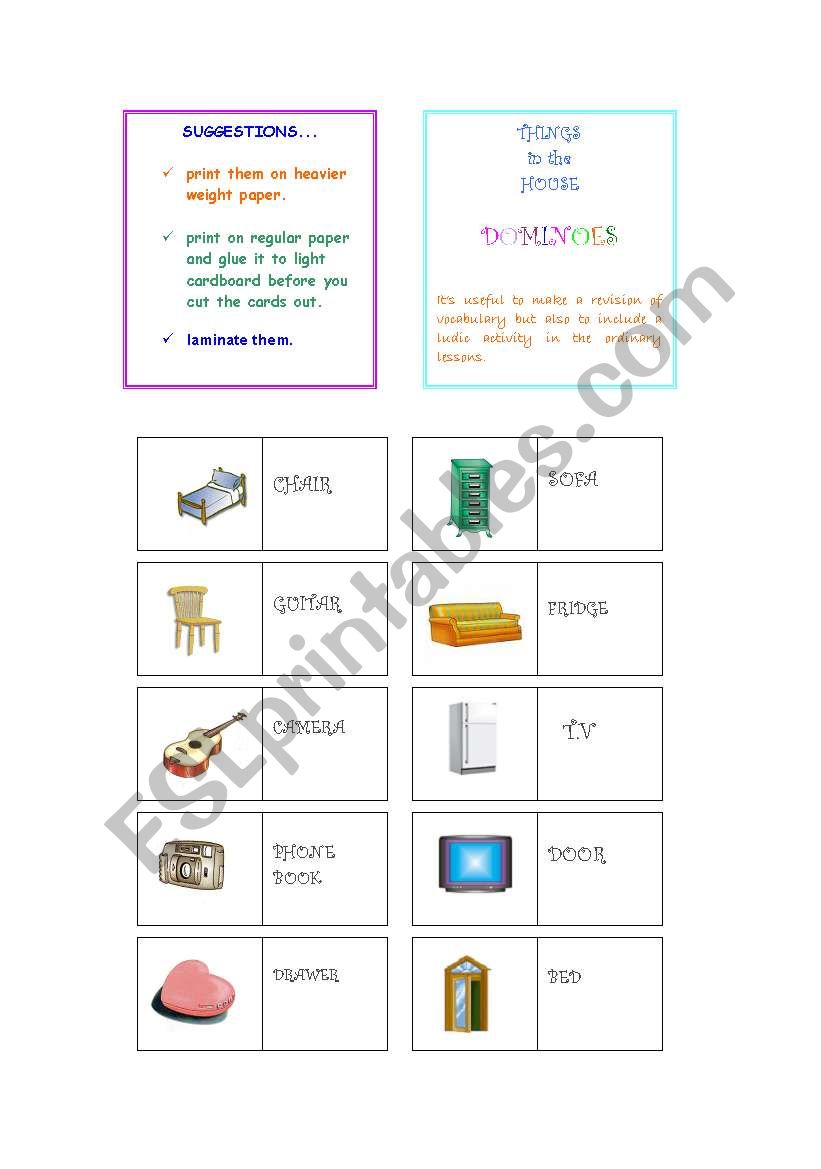 House Dominoes Part 1 worksheet