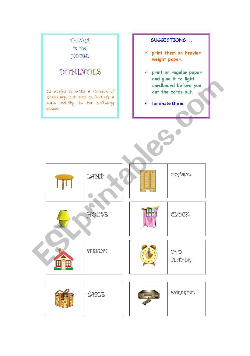 House Dominoes part 2 worksheet