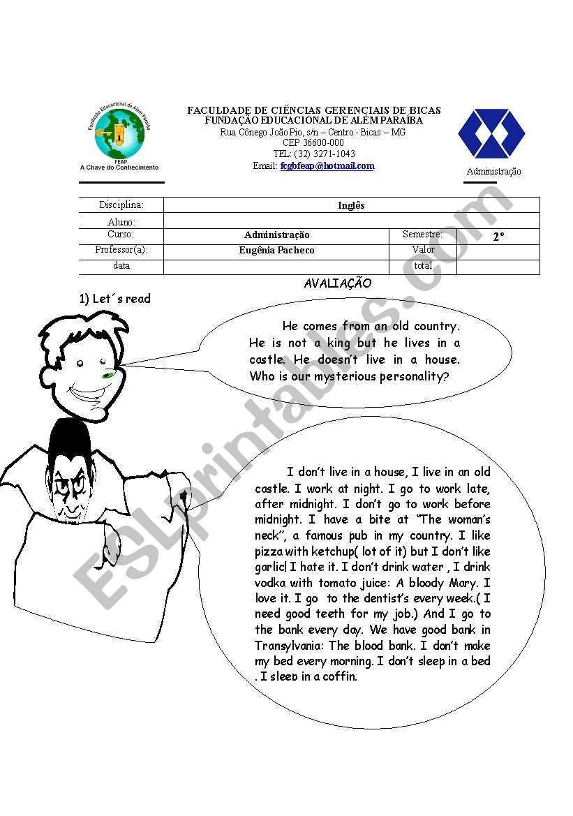 a misterious personality worksheet