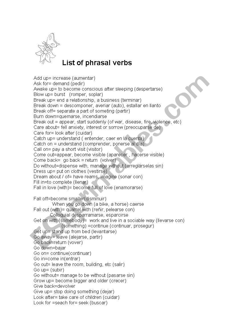 Phrasal verbs worksheet