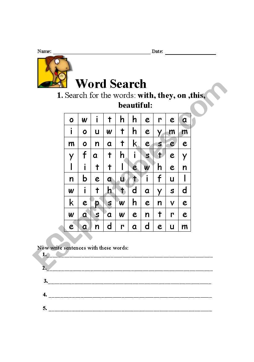 Word Search worksheet