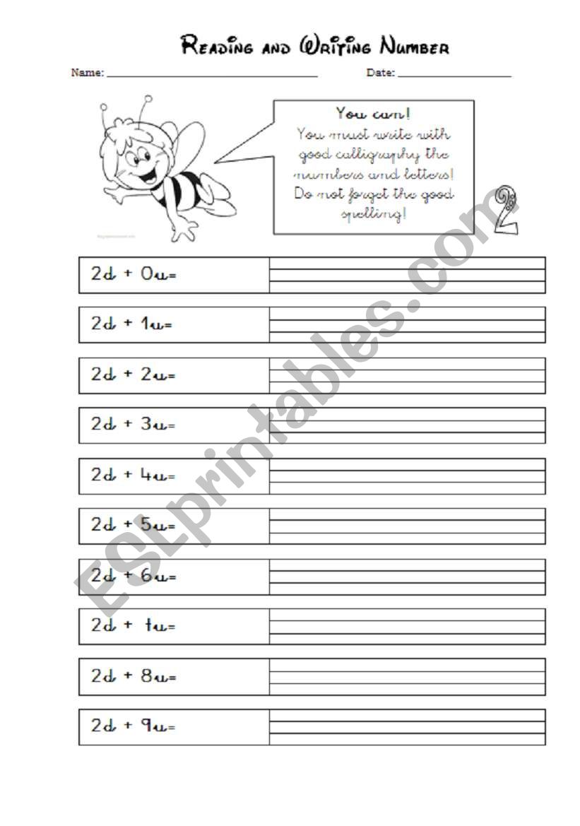 Reading and writing number II worksheet