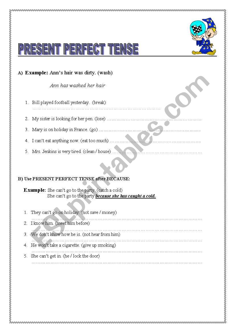 Present perfect worksheet