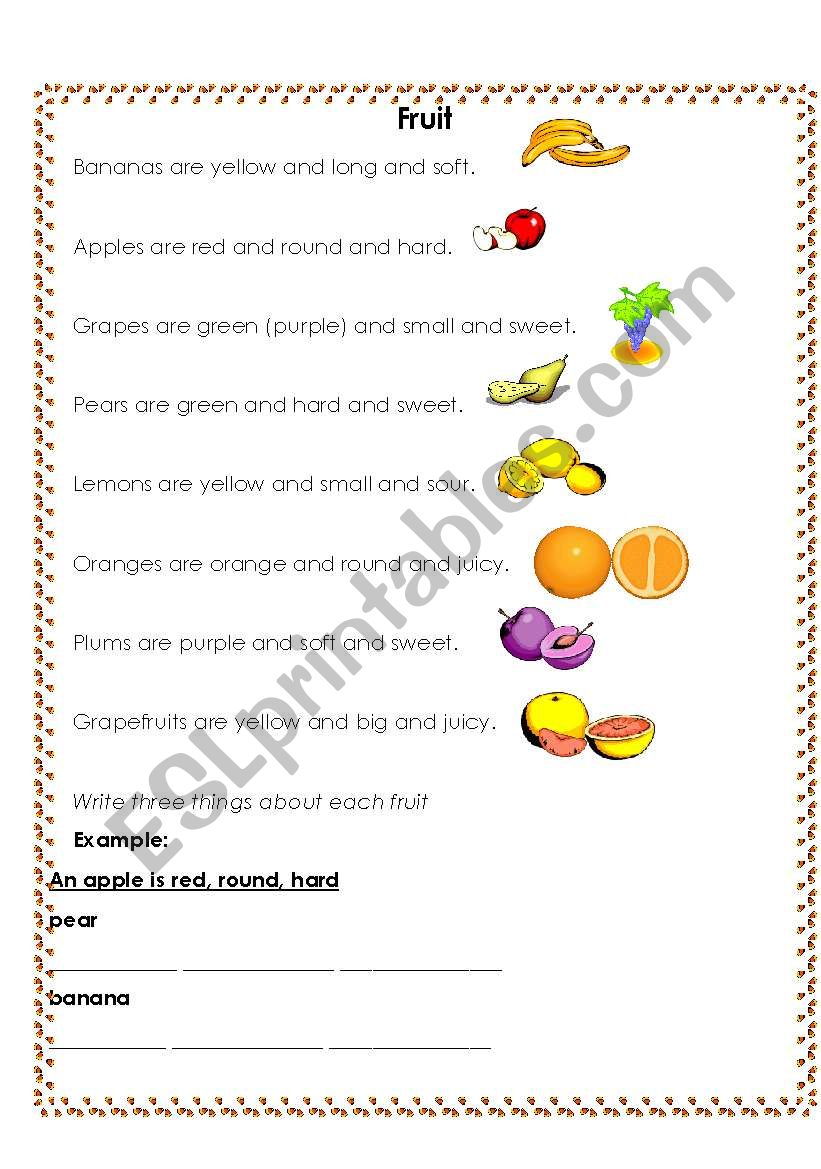 fruit worksheet