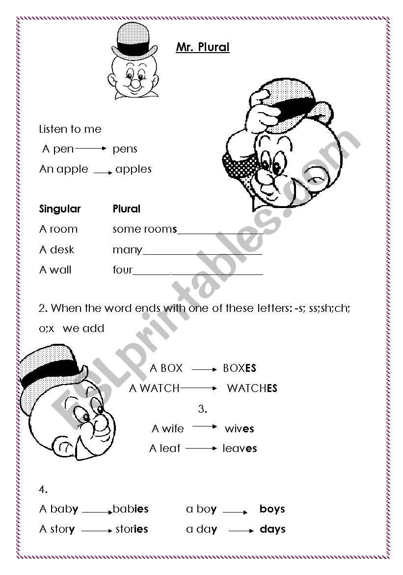 mr. plural worksheet