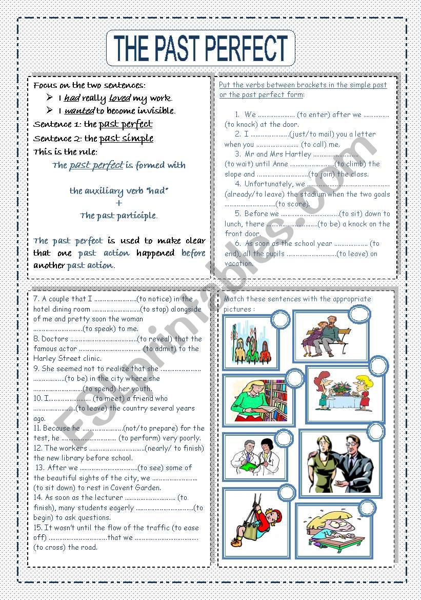 the past perfect worksheet