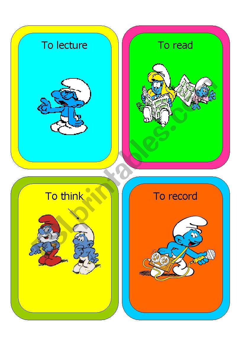 cards : the smurfs worksheet
