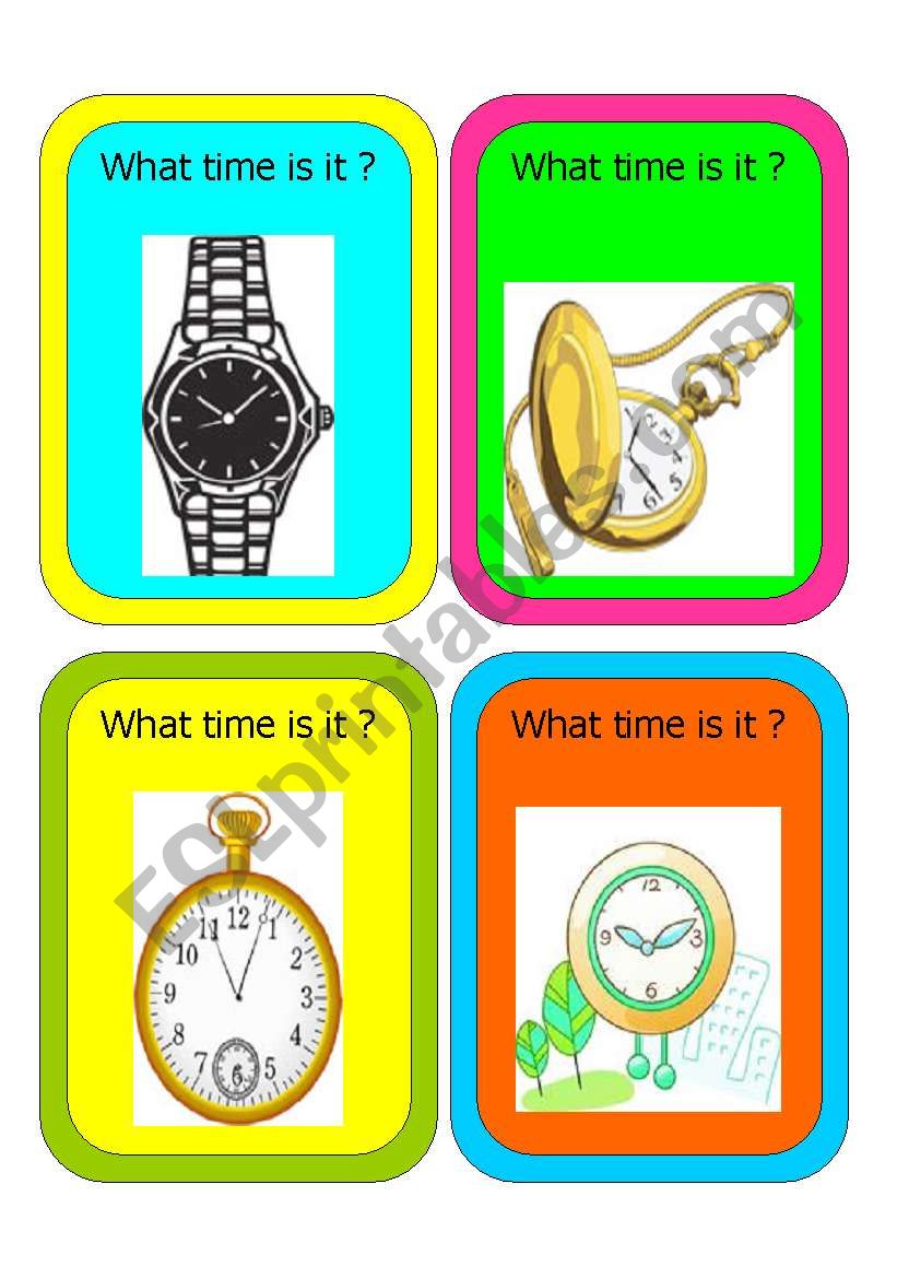 20 cards to learn the time worksheet