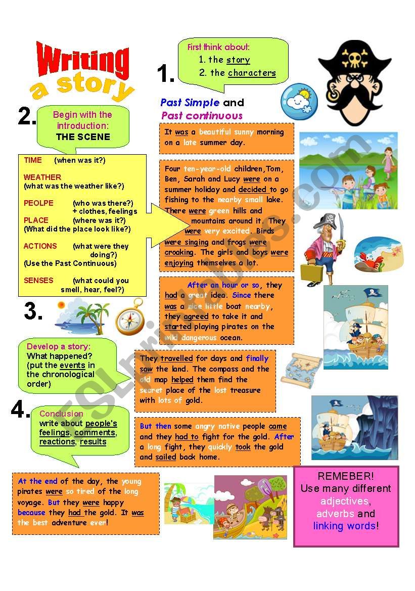 Writing tips 6: Writing a story - ESL worksheet by marta v