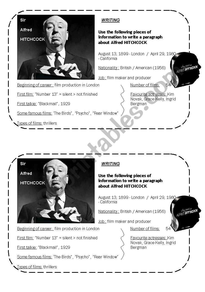 Alfred HITCHCOCK worksheet