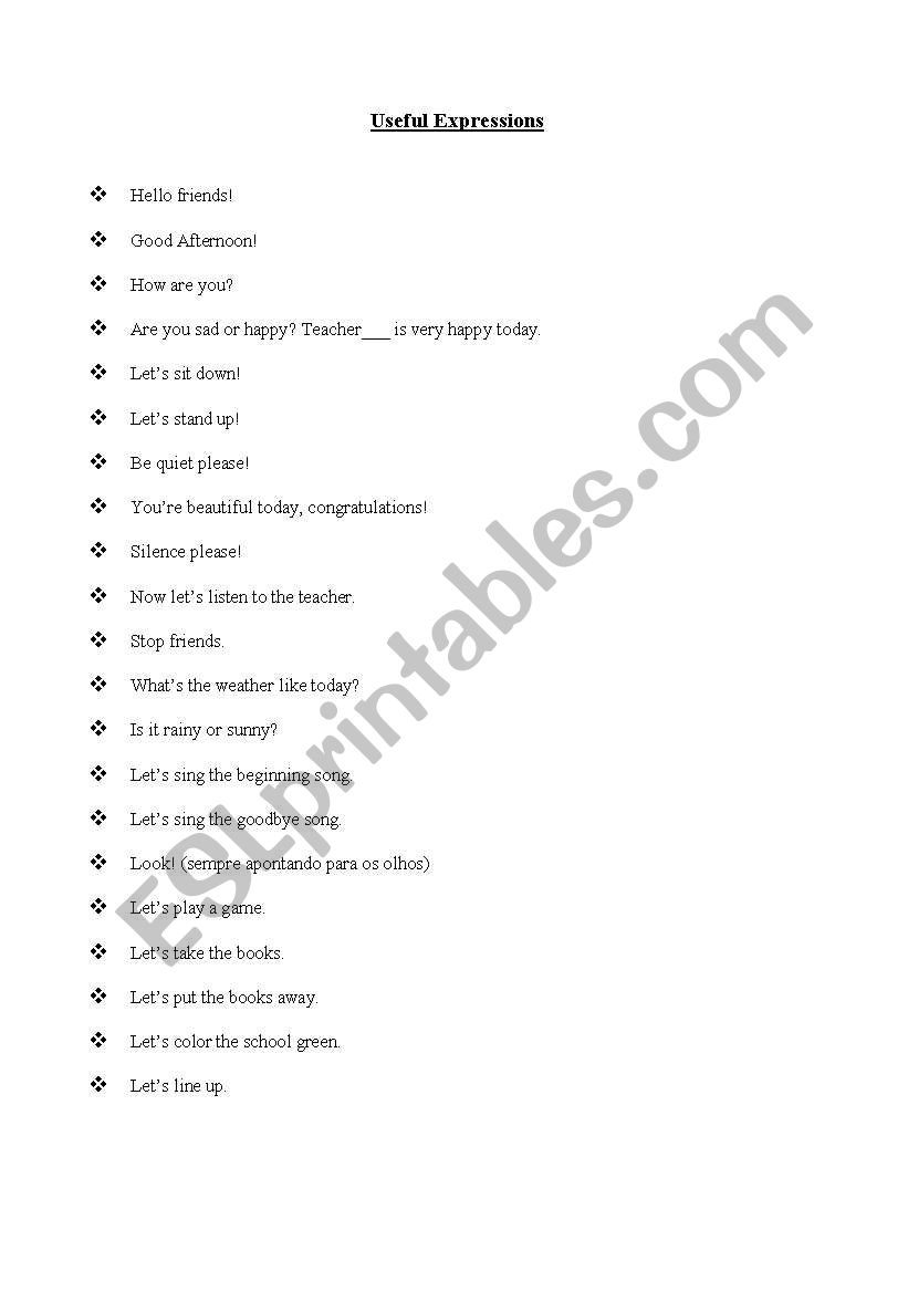 Useful Expressions worksheet