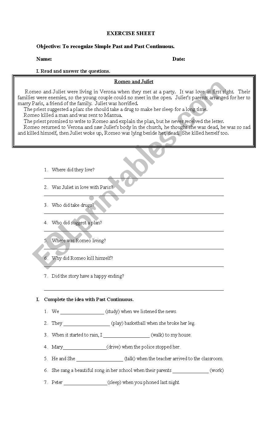 verbs  worksheet