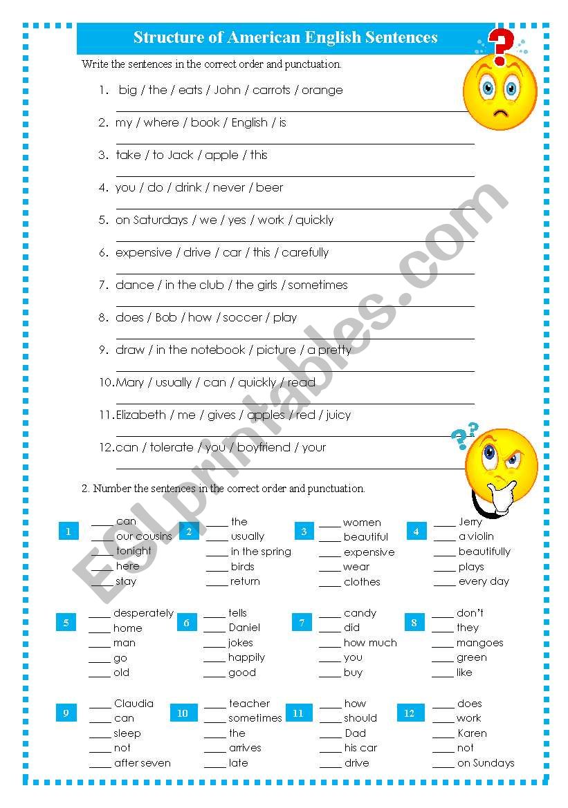 STRUCTURE EXERCISES worksheet