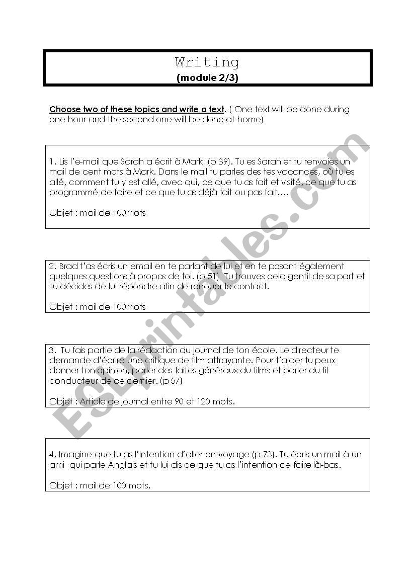 writing expression worksheet