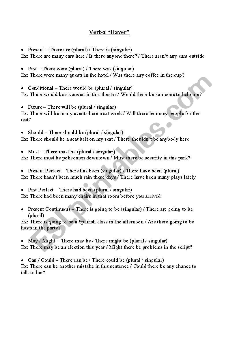 Verb There to be worksheet