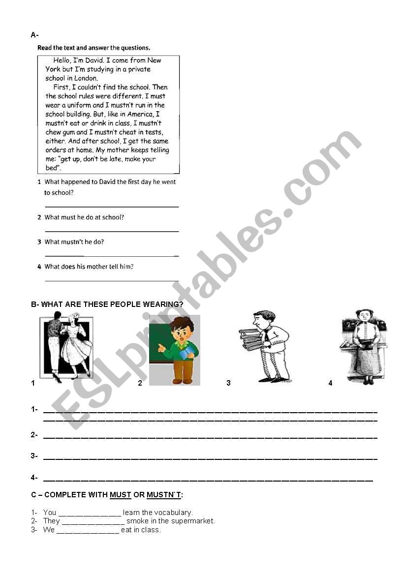 English test worksheet