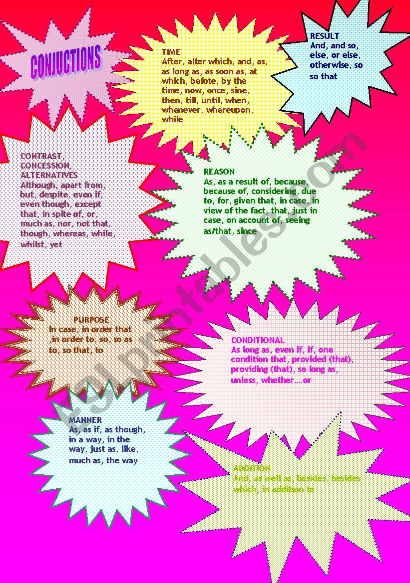 CON JUNCTIONS worksheet