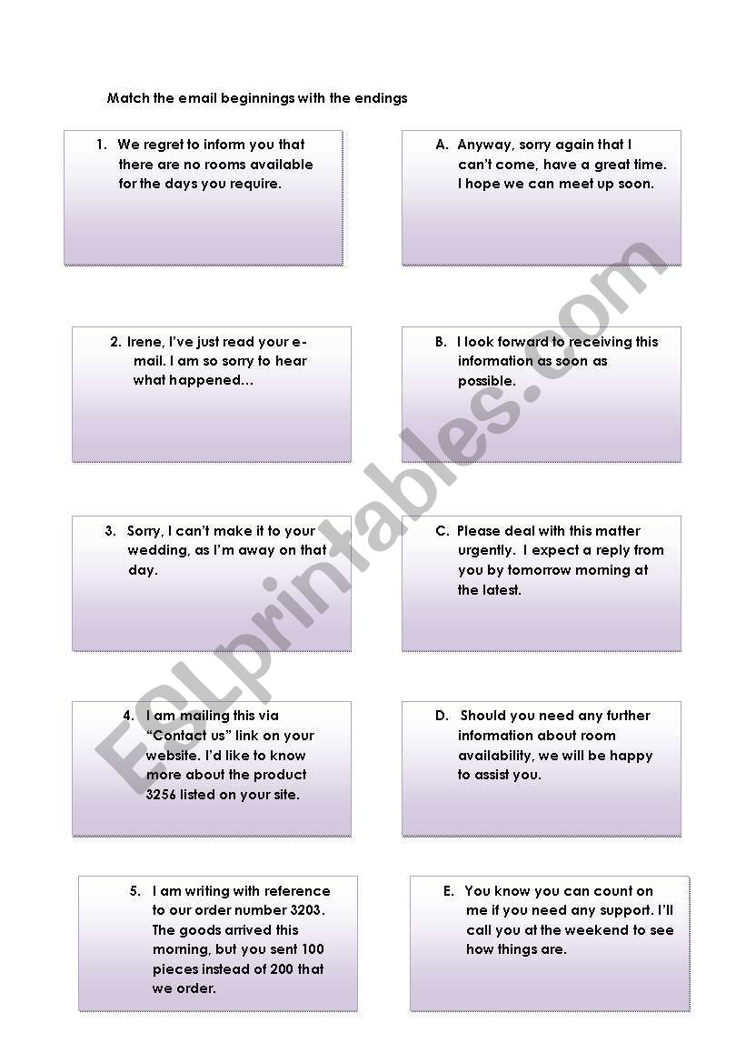 E-mail  worksheet