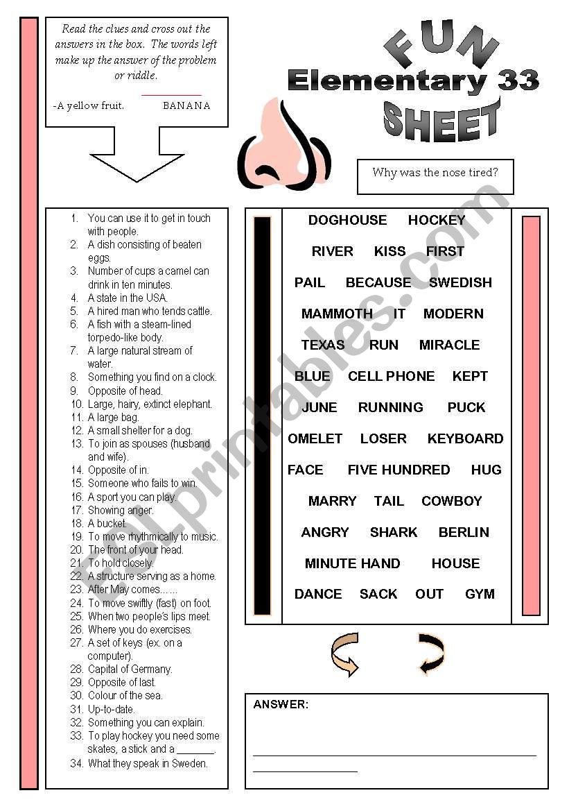 Fun Sheet Elementary 33 worksheet