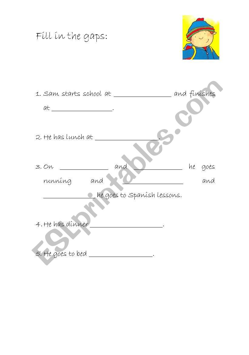 Sams Day  worksheet