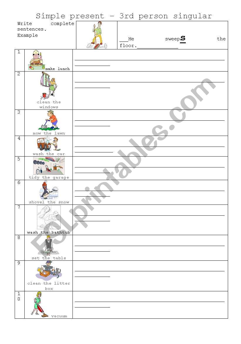 Simple present - 3rd person singular exercise