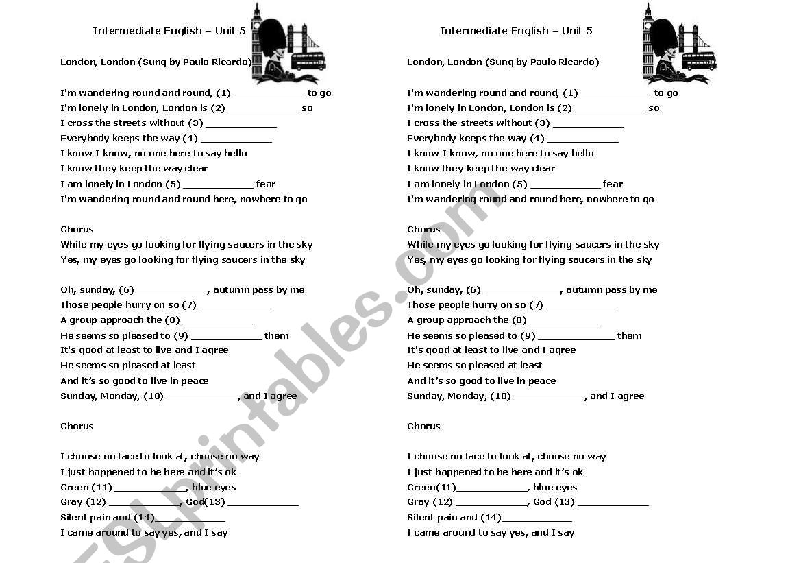 London London - song worksheet