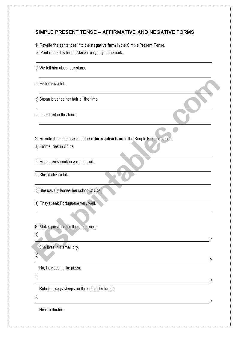 Simple Present worksheet