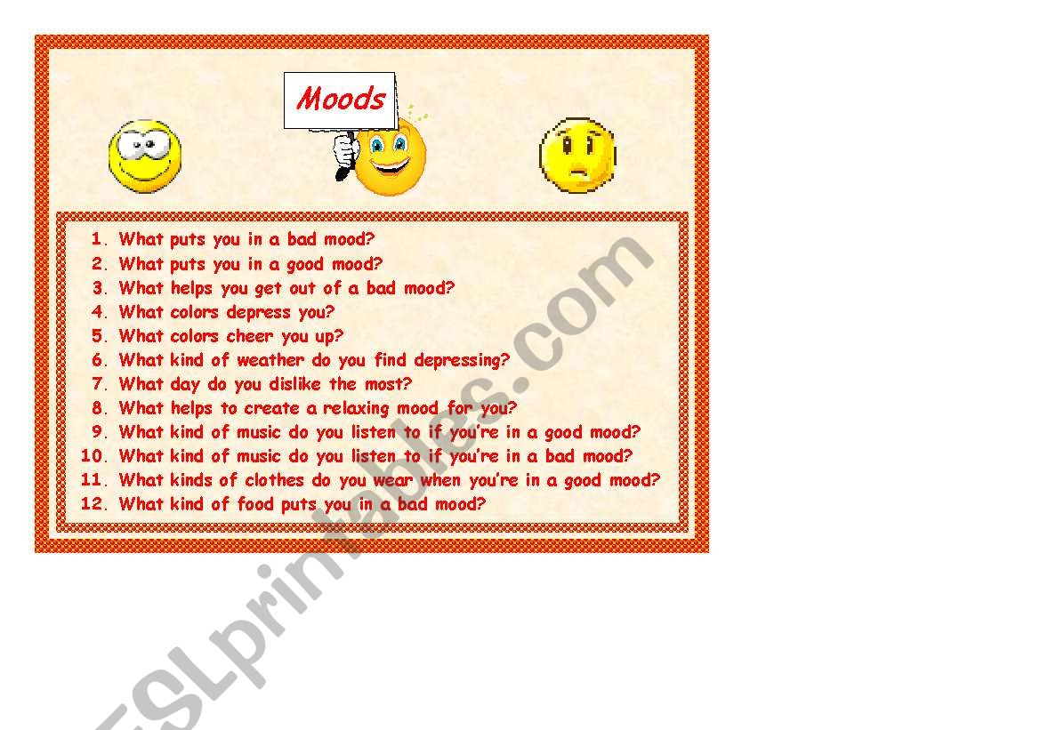 Moods worksheet