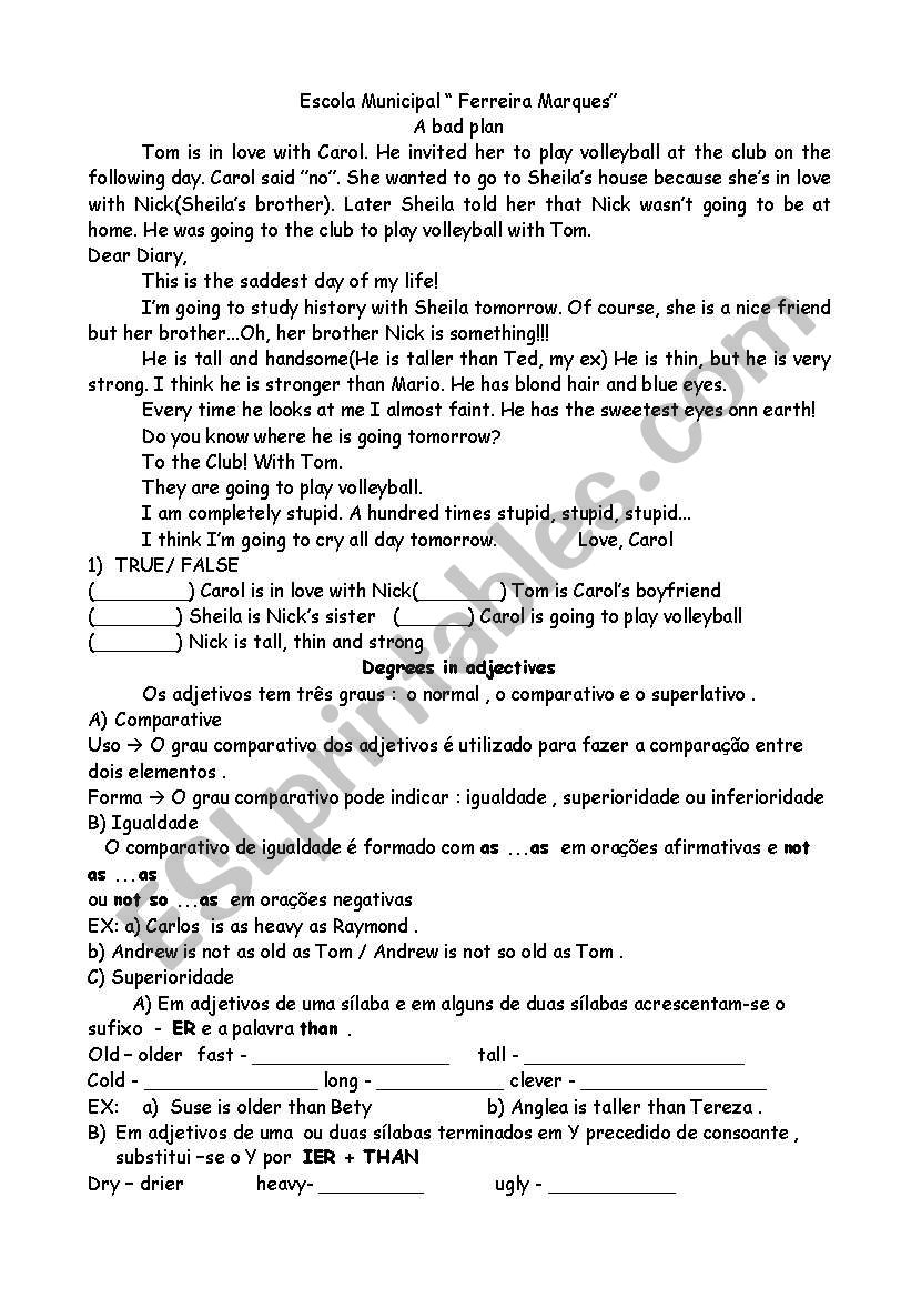 a bad plan  worksheet