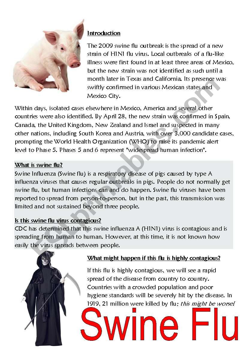 Swine Flu worksheet