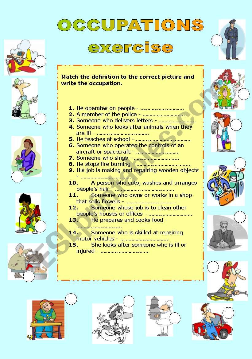OCCUPATIONS - EXERCISE worksheet
