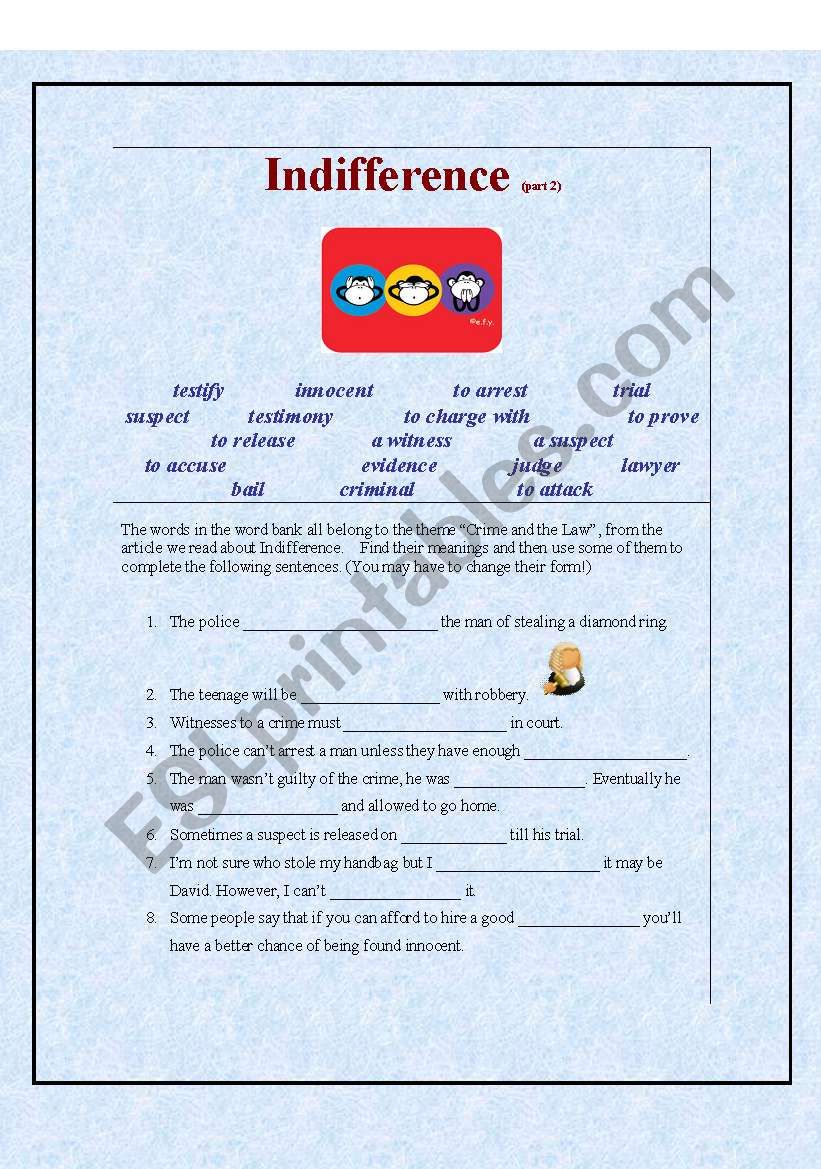 Indifference, part 2 worksheet