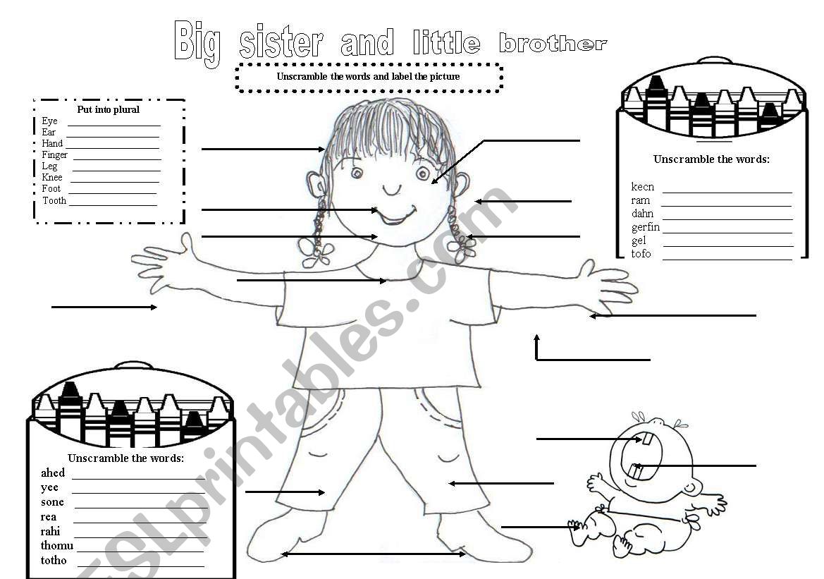 Big sister and little brother worksheet