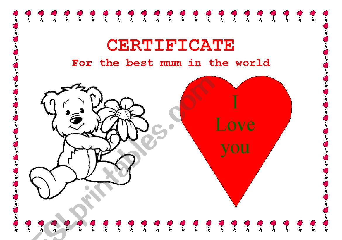 Mums certificate worksheet