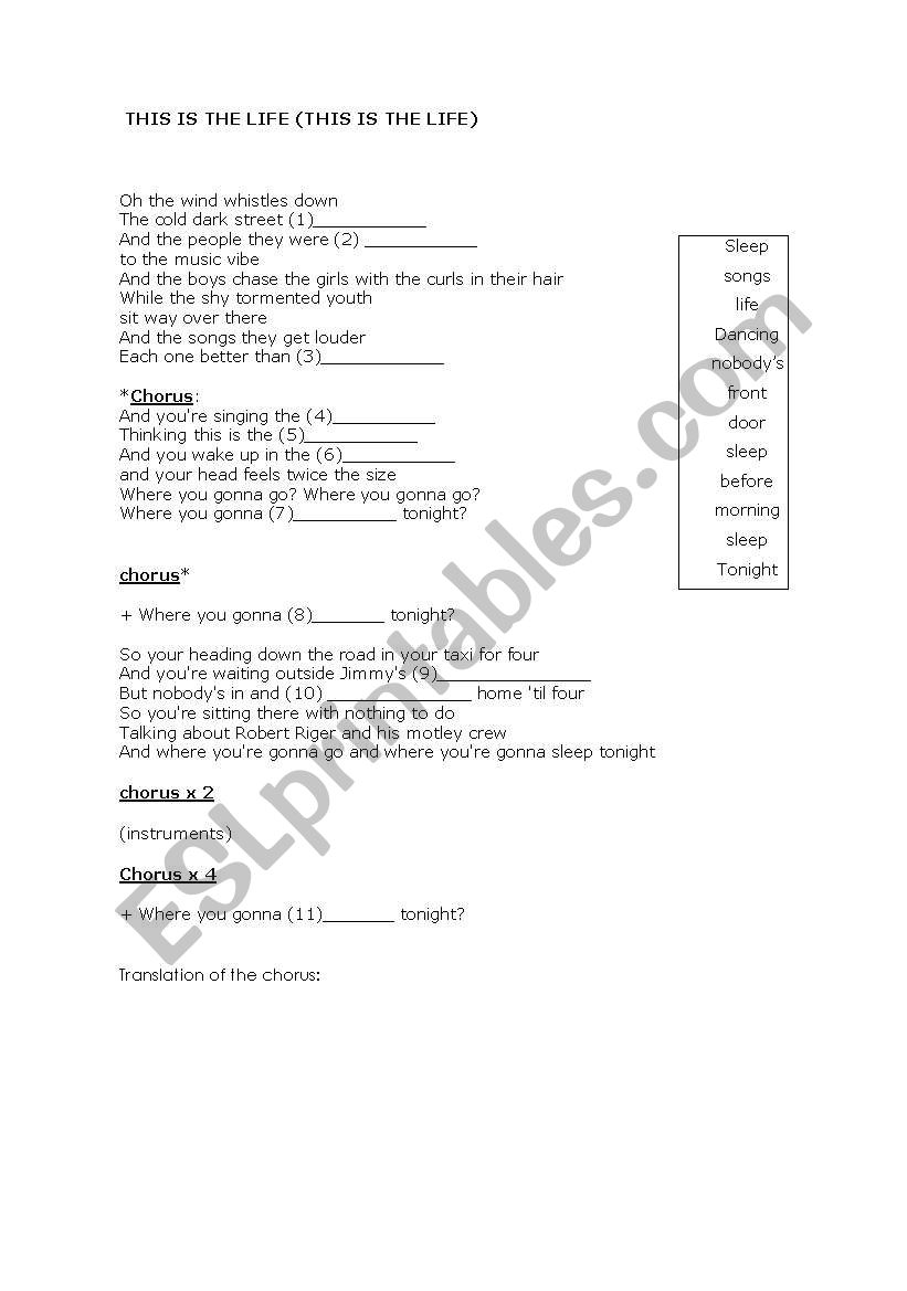 Amy Macdonalds song worksheet