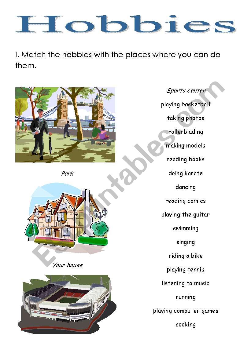 Hobbies worksheet