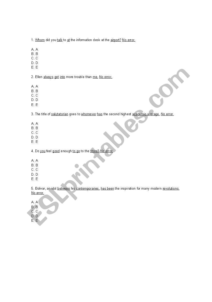 Sentence Completion worksheet