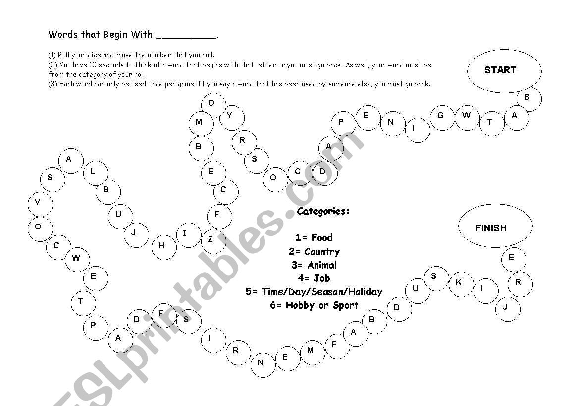 Words That Begin With... worksheet