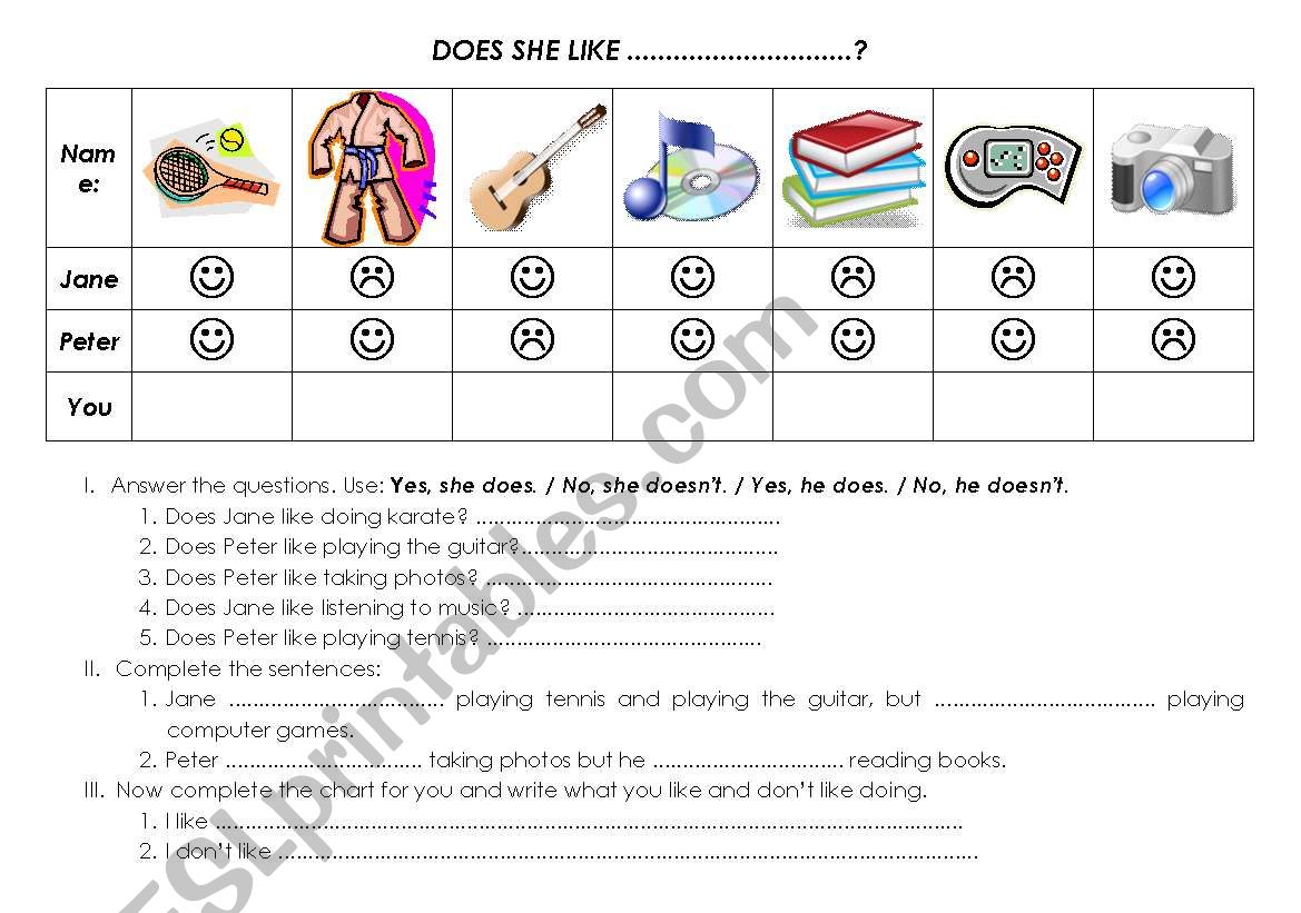 Does she like...? worksheet