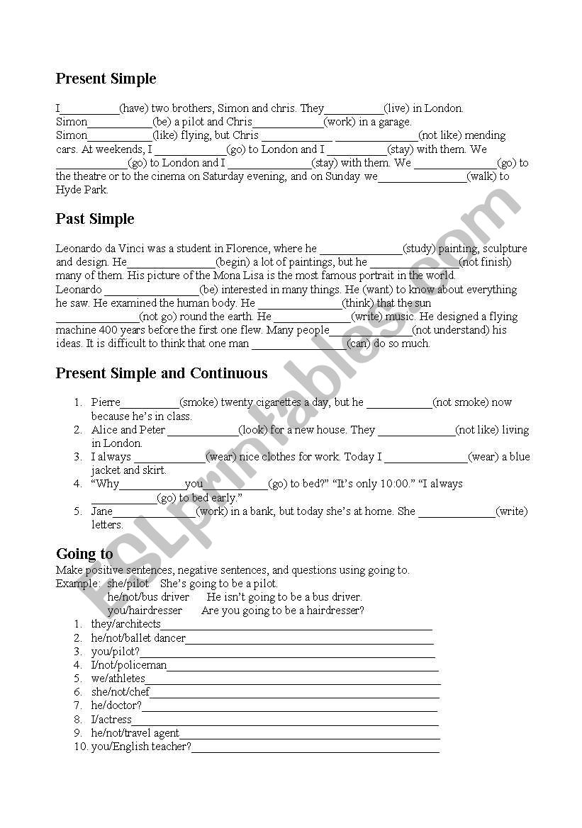 Elementary Test Exercises worksheet