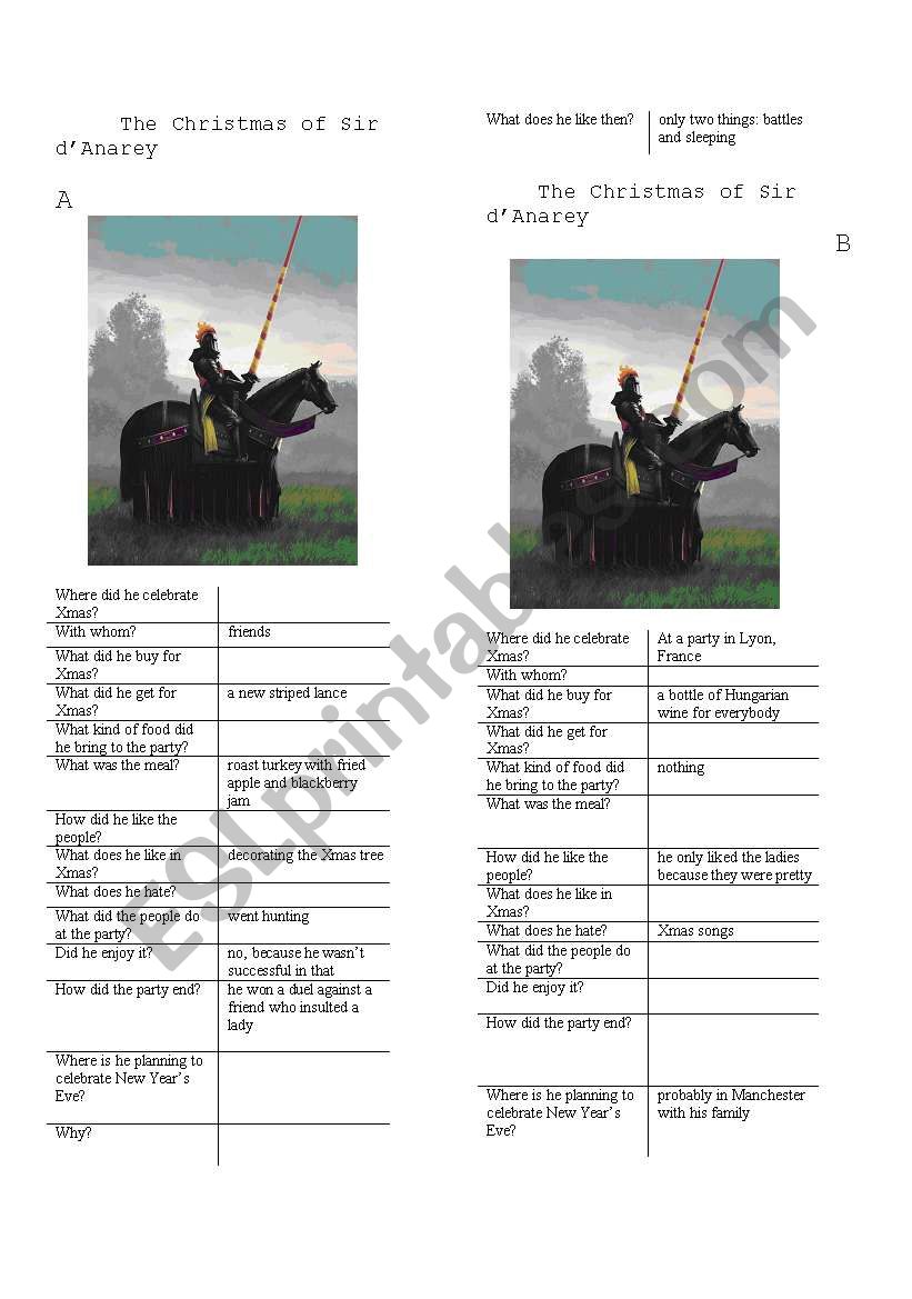 The X-mas of a knight worksheet