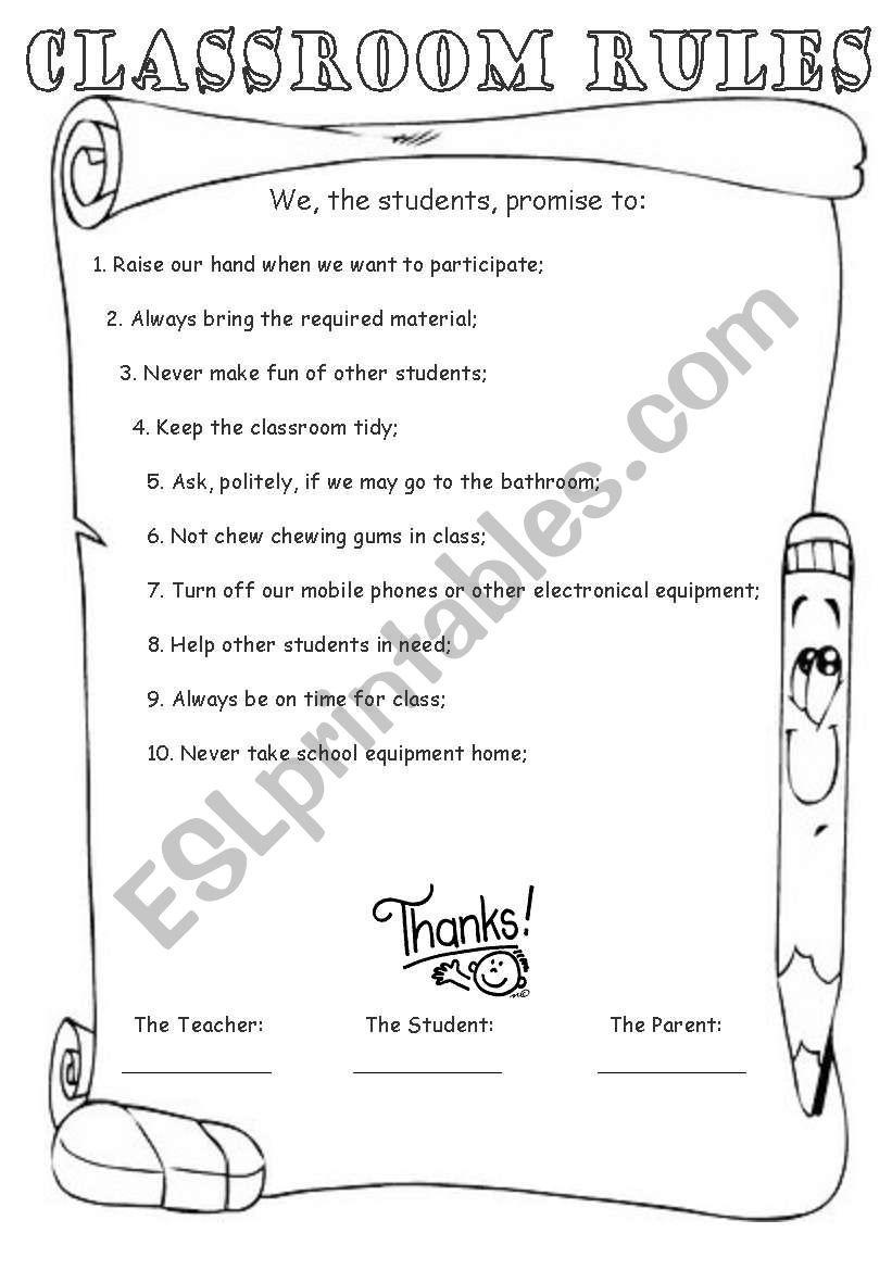 Classroom Rules (Editable) worksheet