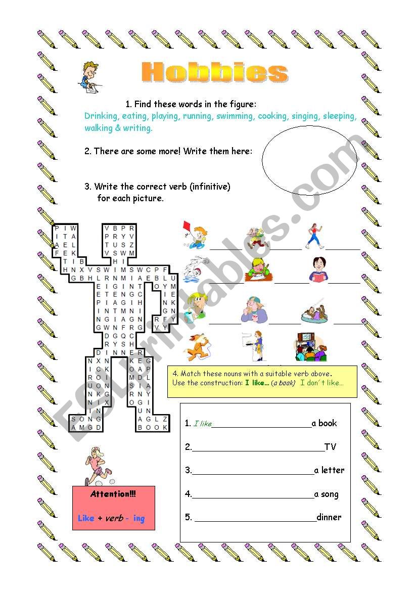 Hobbies worksheet