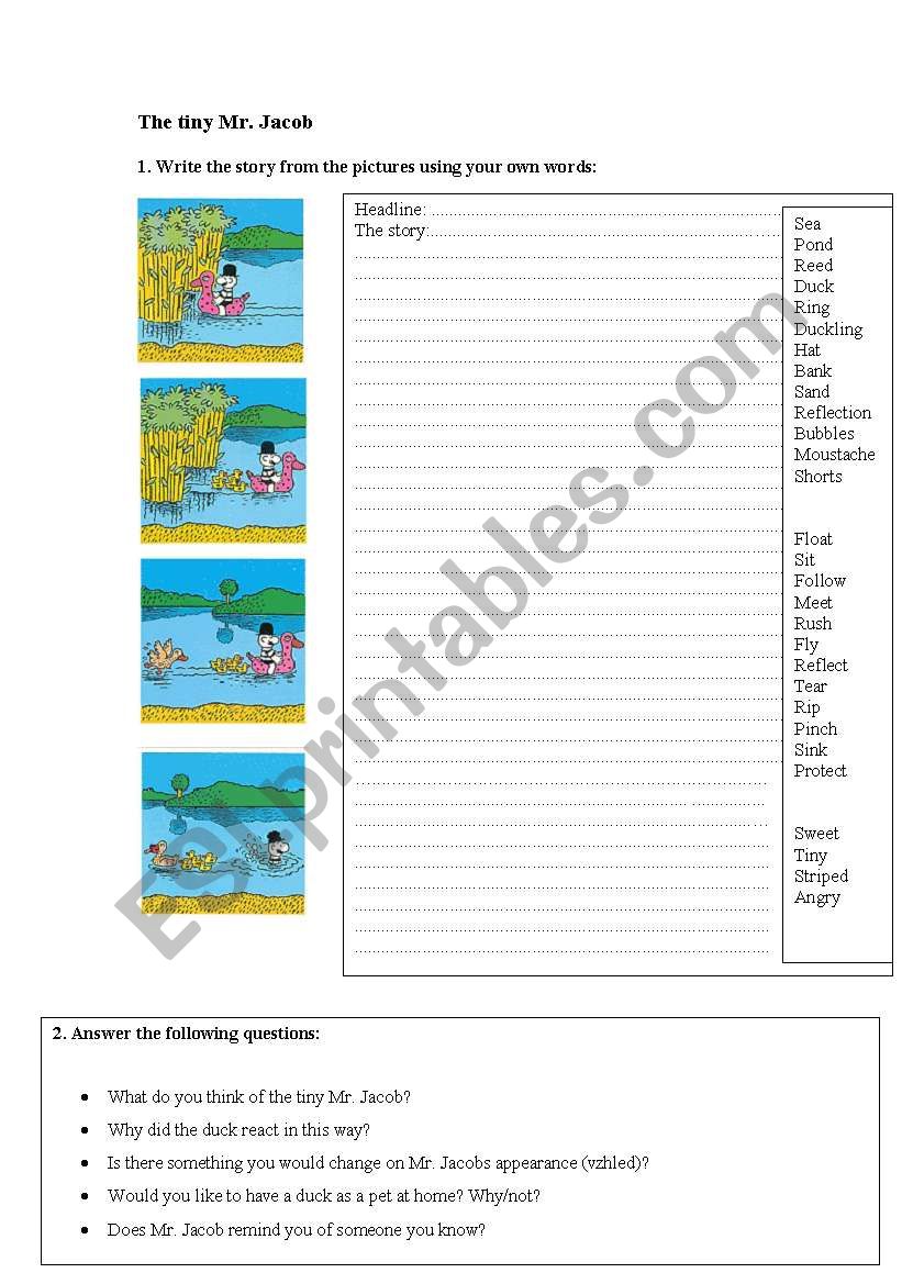 The Tiny Mr. Jacob worksheet