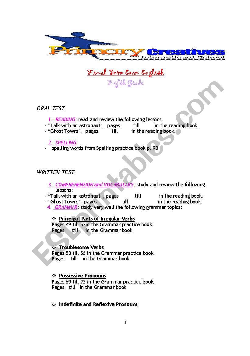 final term worksheet